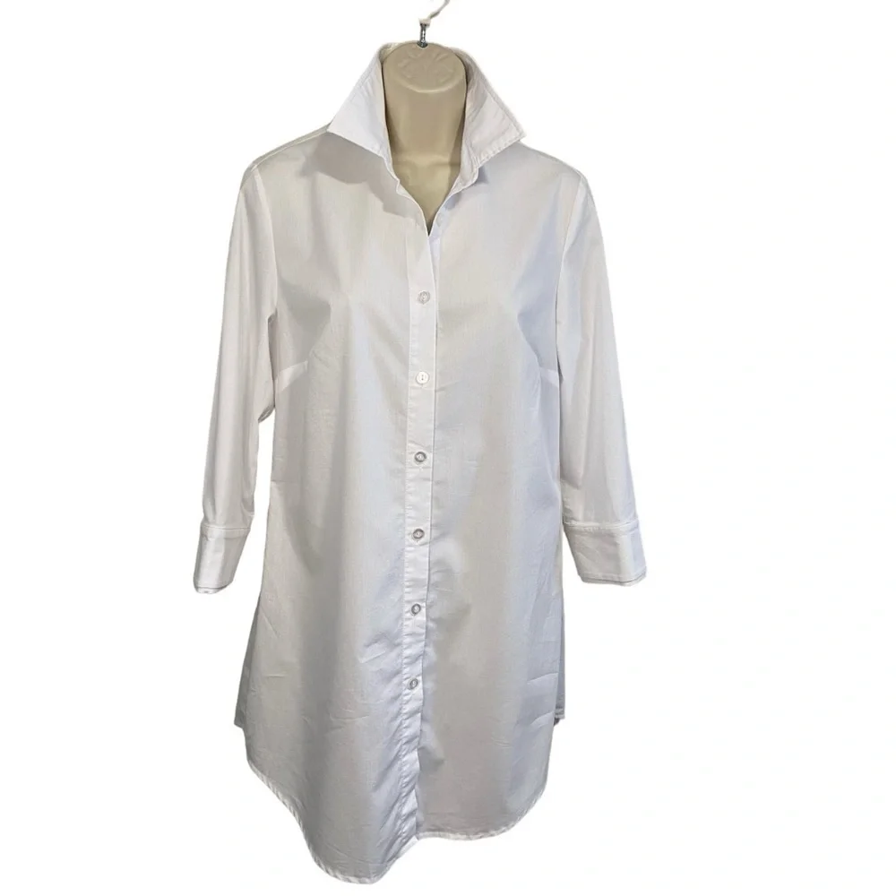 Edit by Jeanne Beker - White long Line Shirt/Black Zip Detail -S -China - Picture 3 of 15